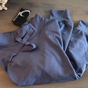 Cozy Navy Pullover by Zero Restriction with Drawstring